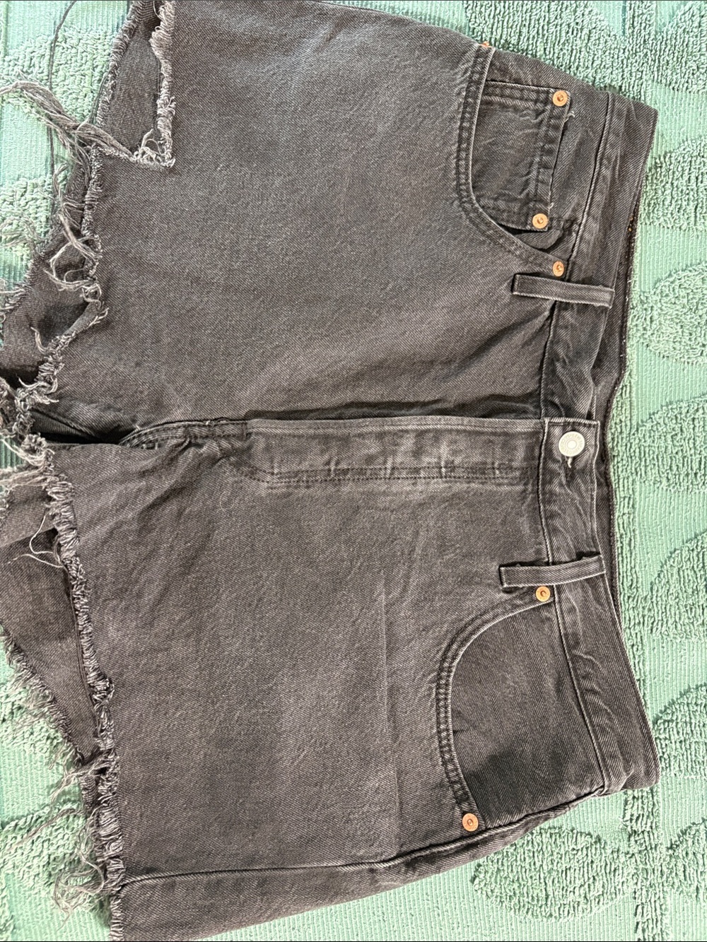 Levi’s Black Frayed Hem Denim Shorts